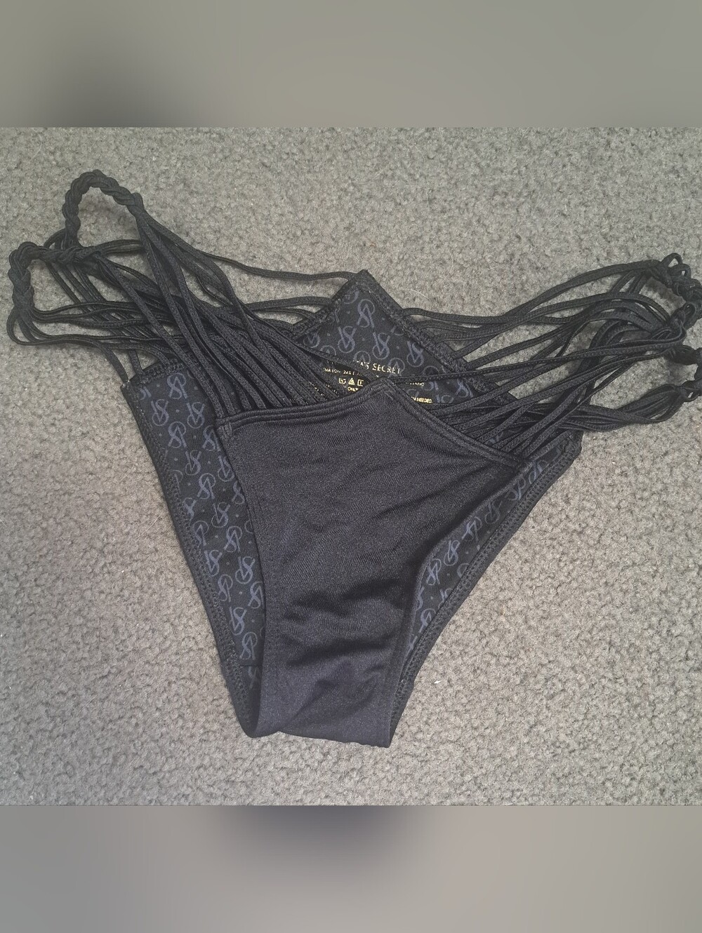Victoria's Secret Black Strappy Bikini Bottom In Size Medium